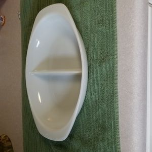 Vintage white divided Pyrex dish